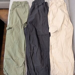 Kid's 13Y Uniqlo Cargo Pants - Black, Green, and Tan
